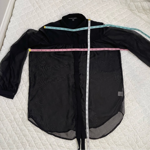 Harlow and Graham pleated sheer button up shirt - Picture 10 of 17